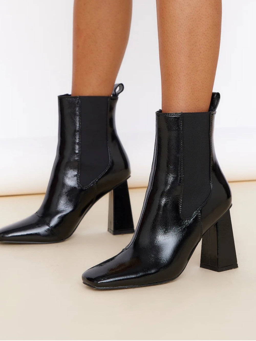 New in box BILLINI black patent leather booties size 6